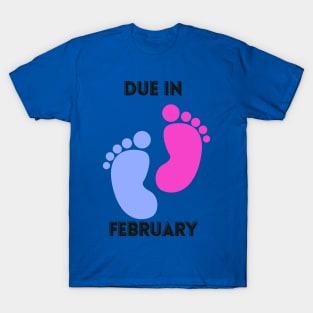 Due in February Footprint Design for Mom to Be T-Shirt